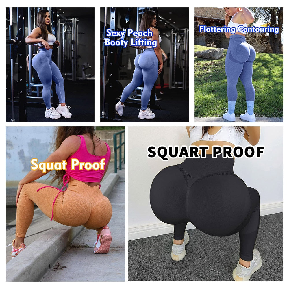Seamless Sexy Sports Leggings For Women Solid Scrunch Gym Leggins Fitness  Push Up Tights Female Training High Waist Yoga Pants